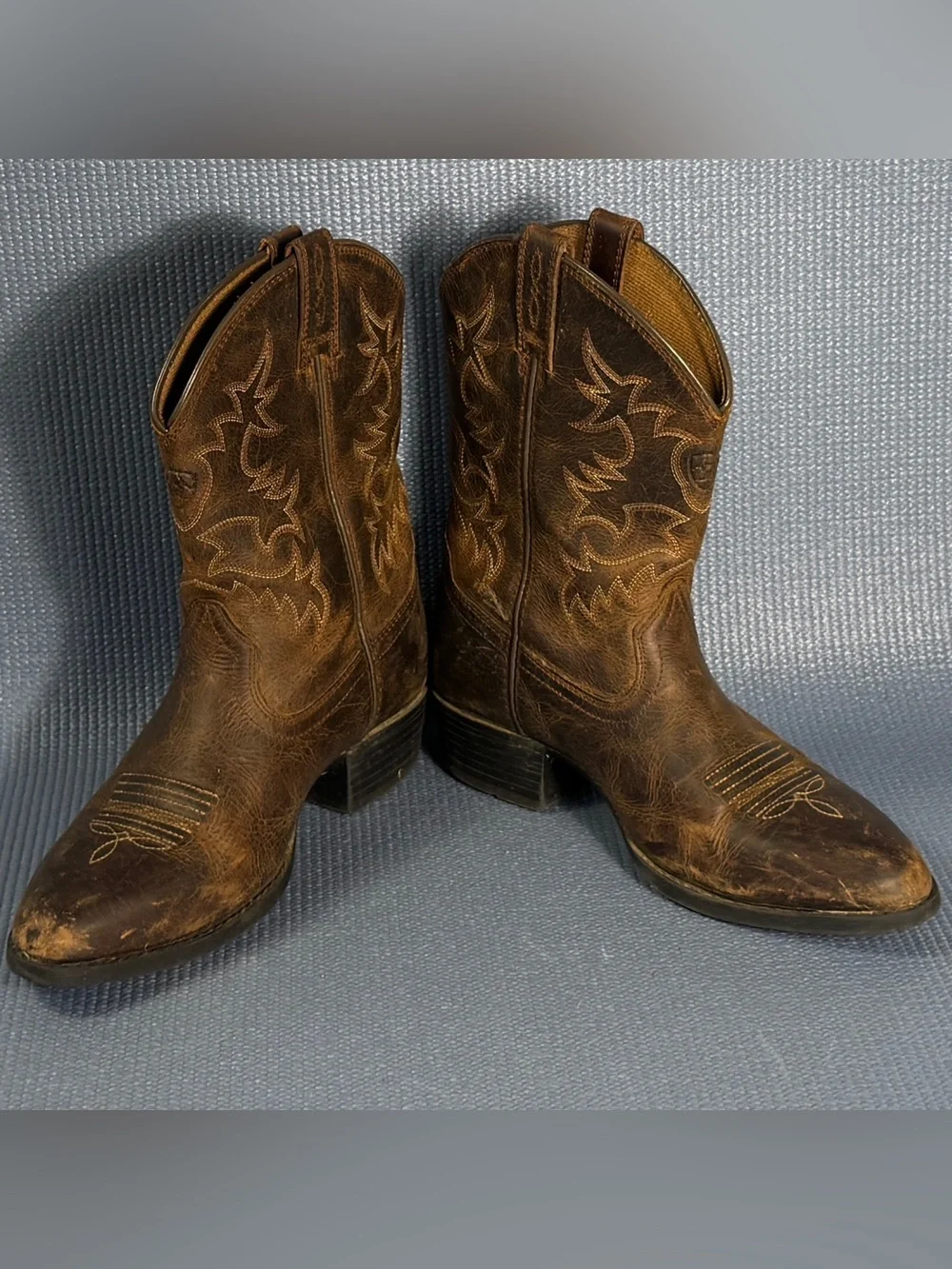 Ariat 4LR Style Heritage Western Brown Leather Boots Big Kid Size 3.5